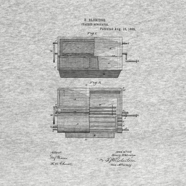 Feather Renovator Vintage Patent Hand Drawing by TheYoungDesigns